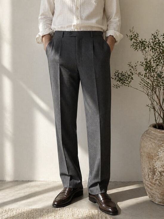 St. Croix Other - Luxury Gray Italian Wool Blend Trousers Straight Leg Minimalist 38